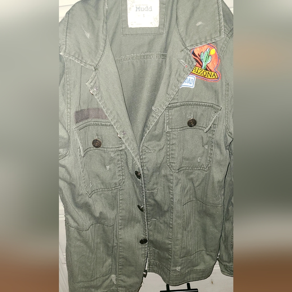 Mudd Olive Utility Jacket with Patches